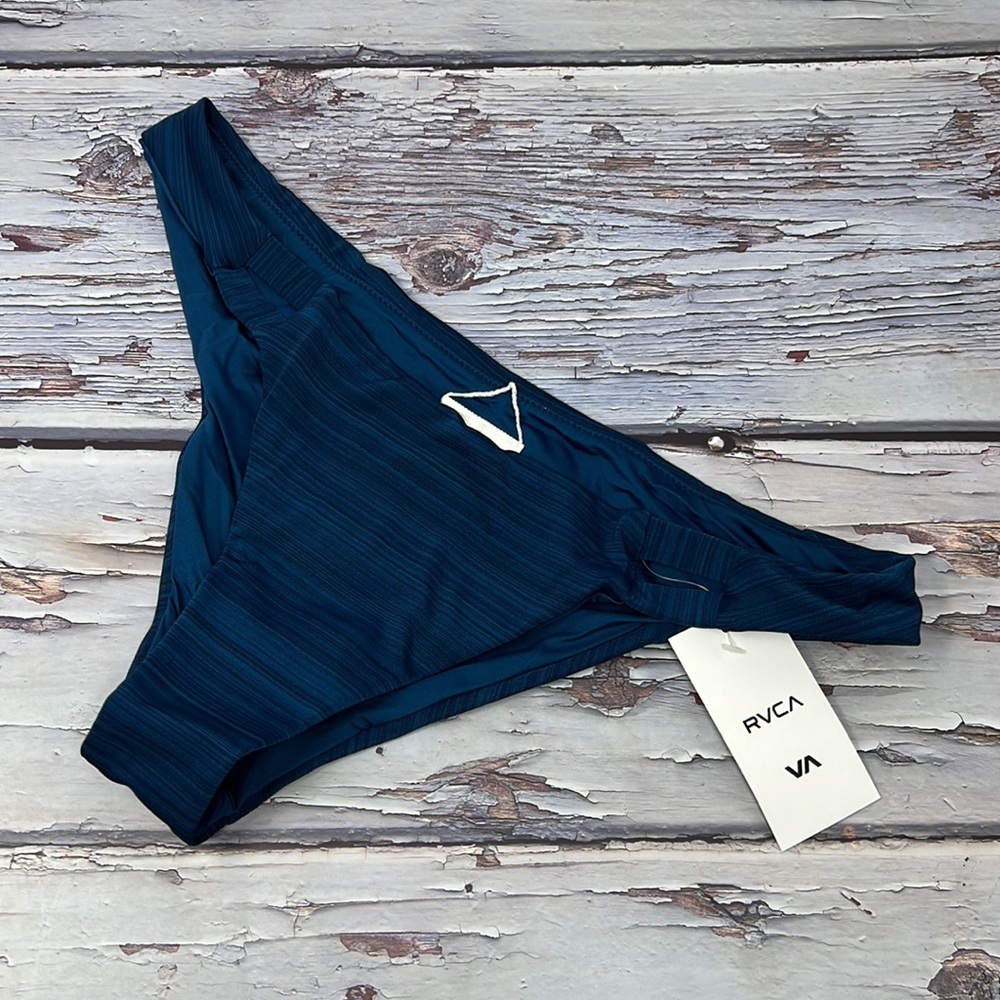 🆕NWT RVCA Rowan Bikini Bottom Mid Rise Medium Coverage Blue Small Available